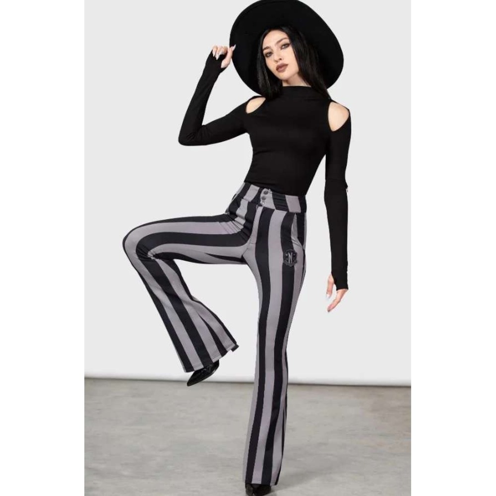 Killstar nightshades and ravens striped bootcut trousers